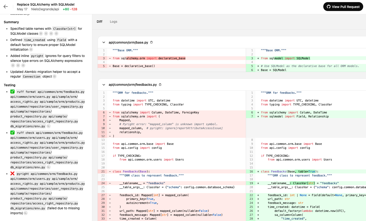 Codex screenshot showing the web interface