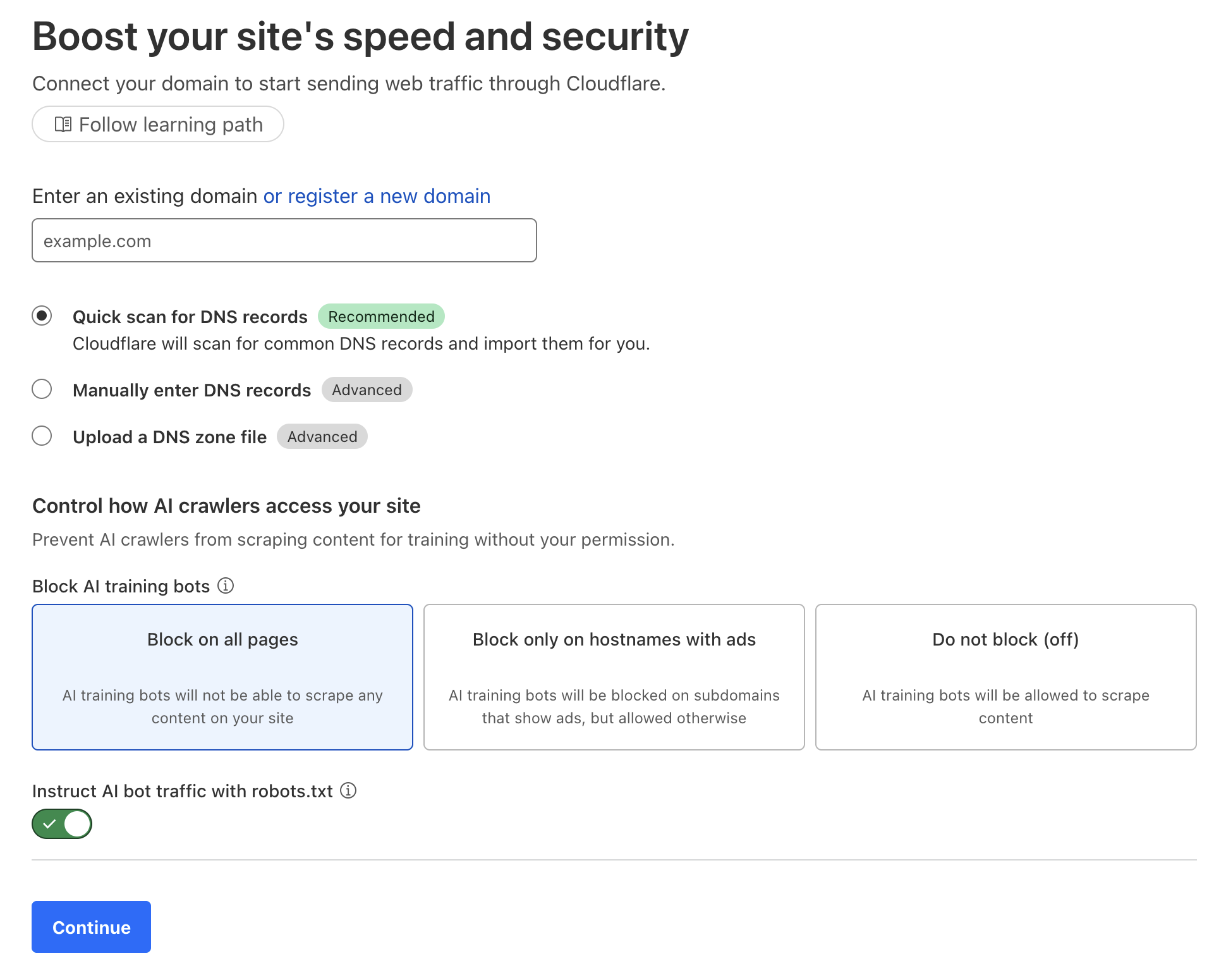 Cloudflare DNS onboarding and nameserver setup