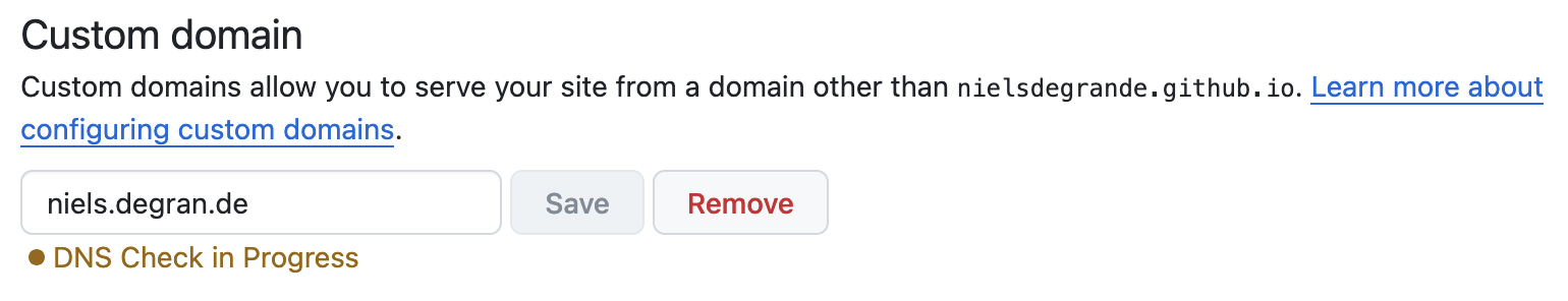 Configuring a custom domain for a GitHub Pages repository